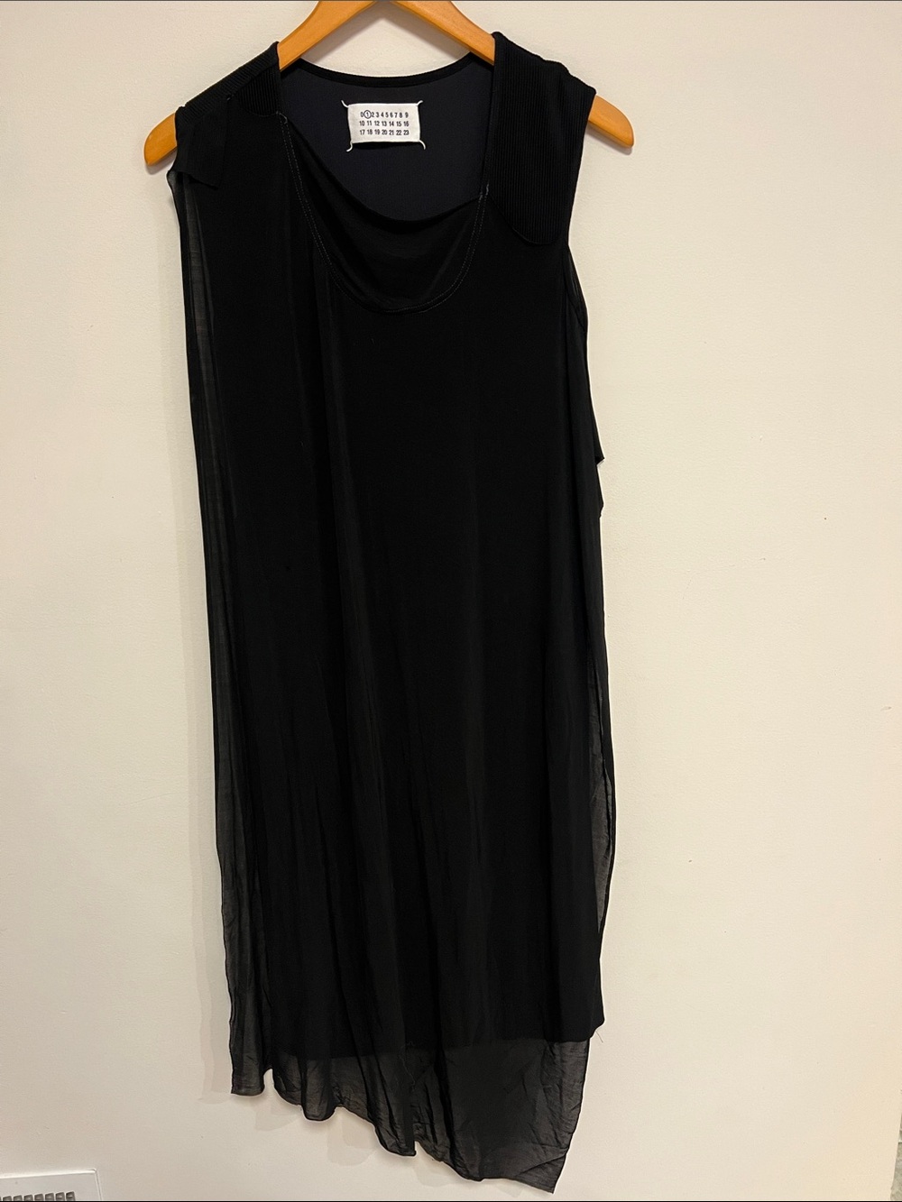 Maison Martin Margiela Black Sleeveless Draped Asymmetric Tunic